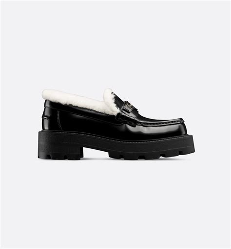 Dior Boy Platform Loafer Black Calfskin and White Shearling 